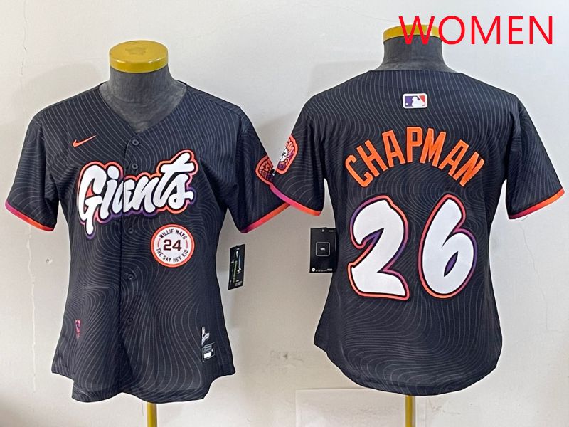Women San Francisco Giants #26 Chapman Black Joint Name Nike 2025 MLB Jersey style 10->women mlb jersey->Women Jersey